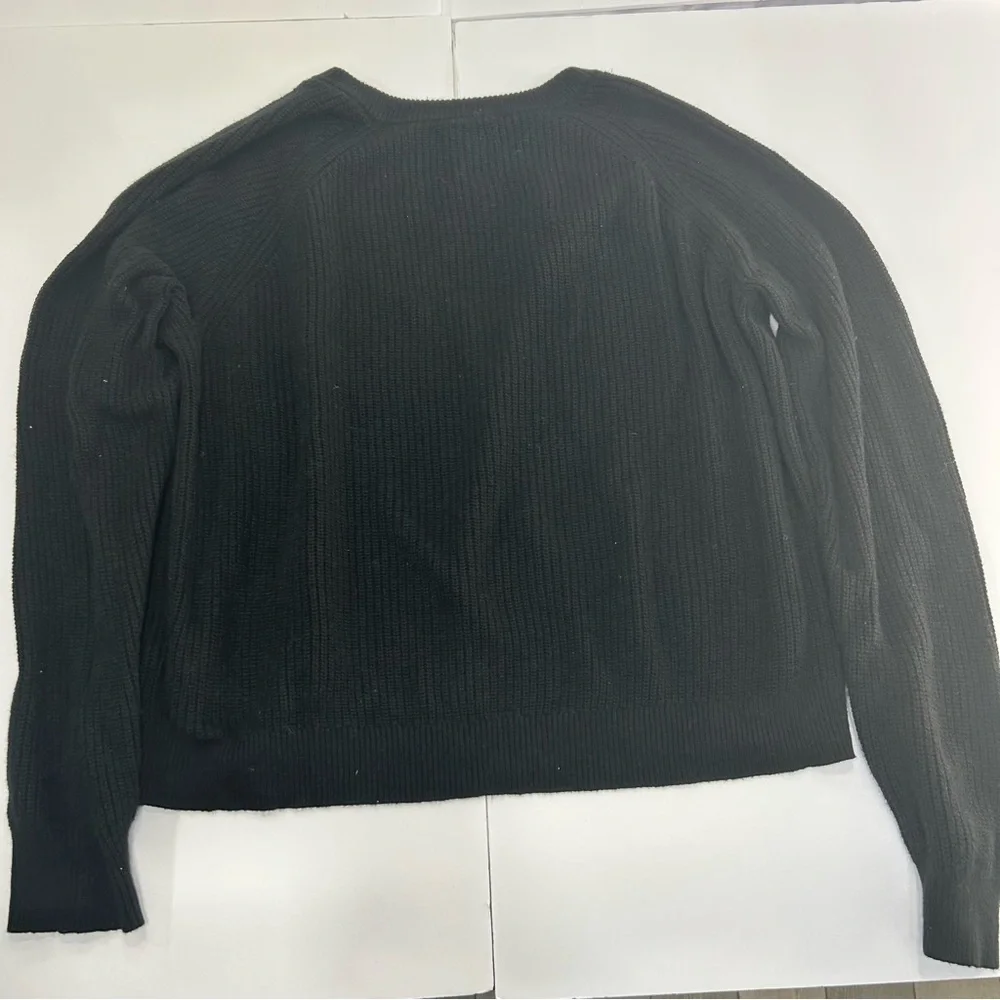 J. Crew Crew Neck Black Sweater with Gold button detail. Women’s Large